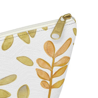 Watercolor Tossed Leaves Accessory Pouch w T-bottom in Yellow